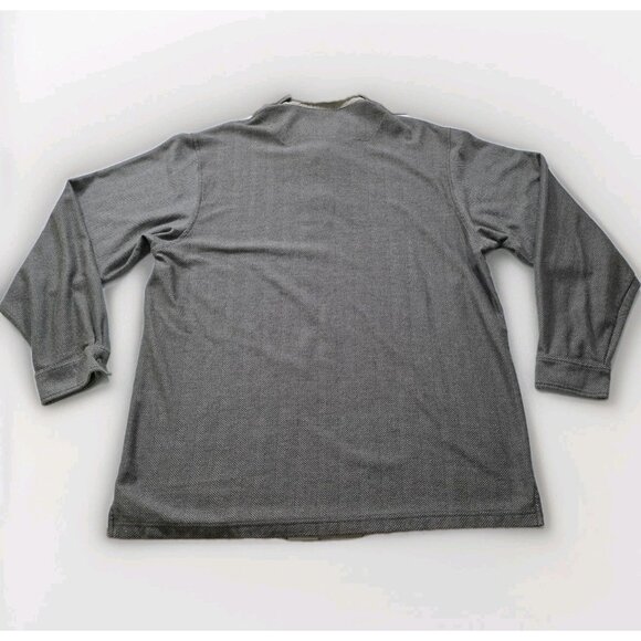 Vtg L.L. Bean Polo Shirt Men XL Tall Beige Herringbone LS Buttons Collar Cottage - Picture 16 of 16